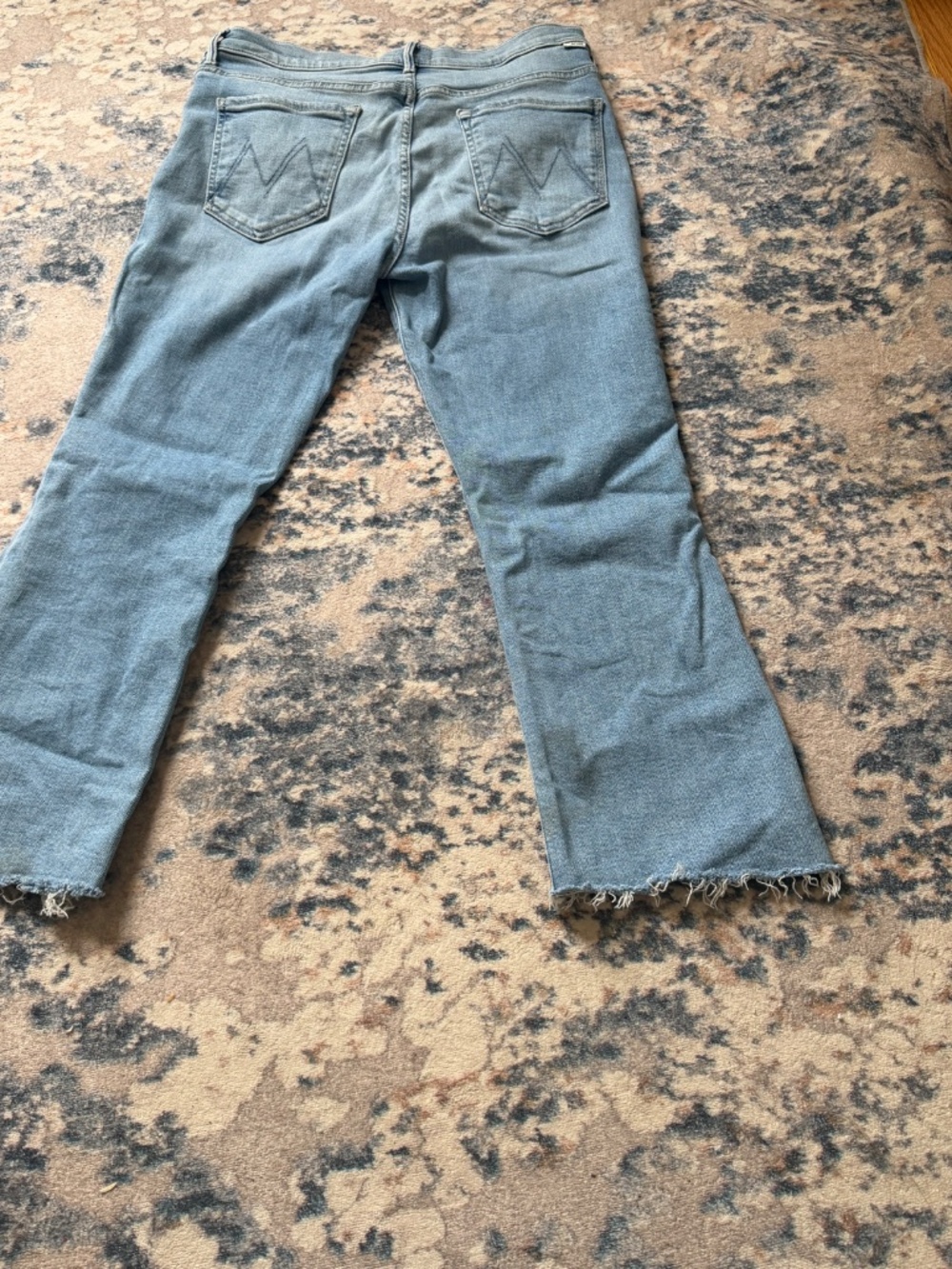 MOTHER Lil Insider Crop Jeans Blessing In Disguise Light Wash Raw Hem Size 31 - Picture 3 of 6